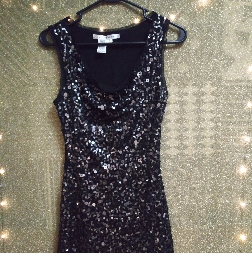 Juniors sheer/sequence dress